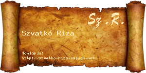 Szvatkó Riza névjegykártya